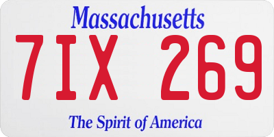 MA license plate 7IX269