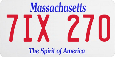 MA license plate 7IX270