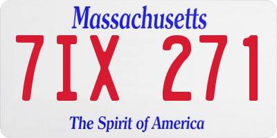 MA license plate 7IX271