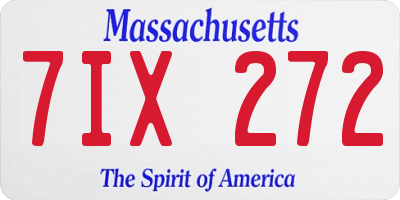 MA license plate 7IX272