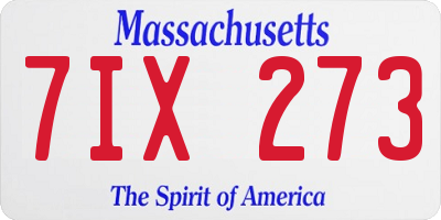 MA license plate 7IX273
