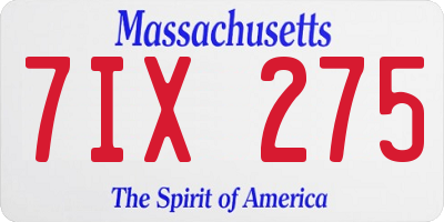 MA license plate 7IX275