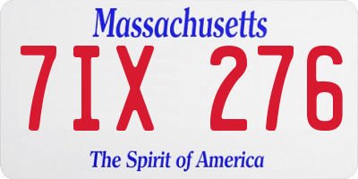 MA license plate 7IX276