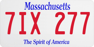 MA license plate 7IX277
