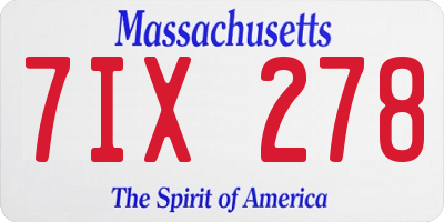 MA license plate 7IX278