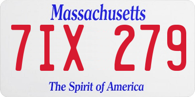 MA license plate 7IX279