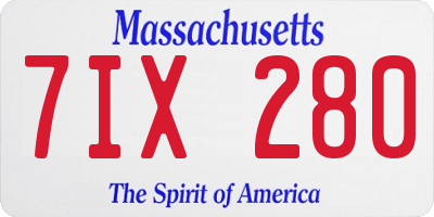 MA license plate 7IX280