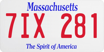 MA license plate 7IX281