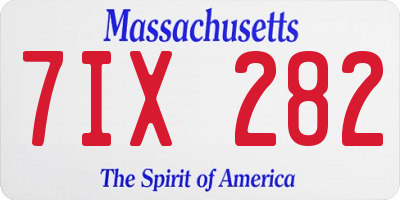 MA license plate 7IX282