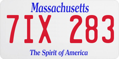 MA license plate 7IX283
