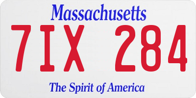 MA license plate 7IX284