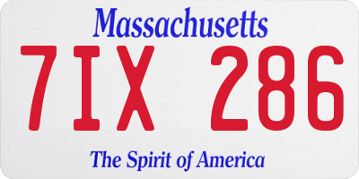 MA license plate 7IX286