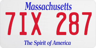MA license plate 7IX287