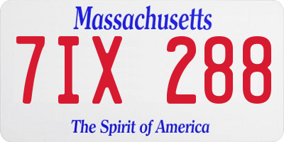 MA license plate 7IX288