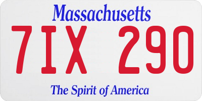 MA license plate 7IX290