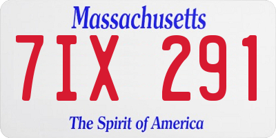 MA license plate 7IX291