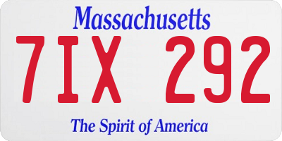 MA license plate 7IX292