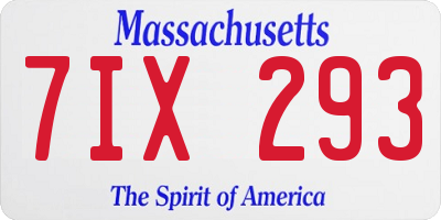 MA license plate 7IX293
