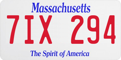 MA license plate 7IX294