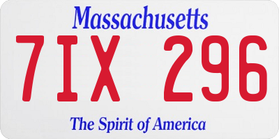 MA license plate 7IX296