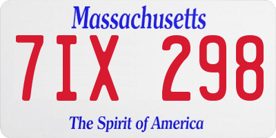 MA license plate 7IX298