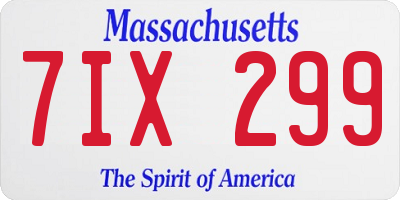 MA license plate 7IX299