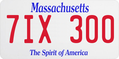 MA license plate 7IX300