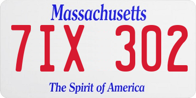MA license plate 7IX302