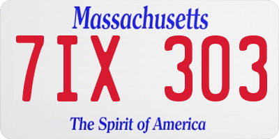 MA license plate 7IX303