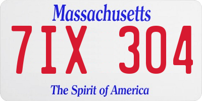 MA license plate 7IX304