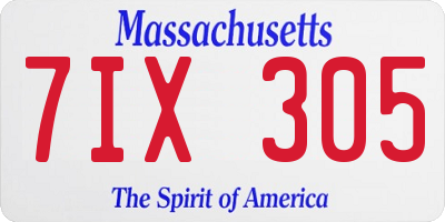 MA license plate 7IX305