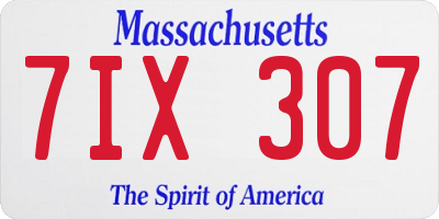 MA license plate 7IX307