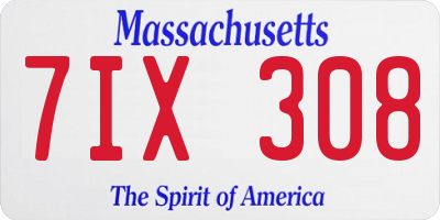 MA license plate 7IX308