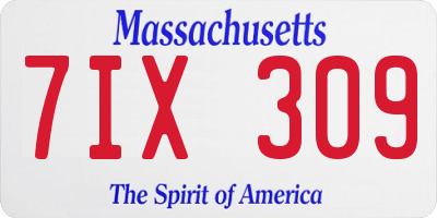 MA license plate 7IX309