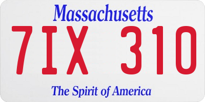 MA license plate 7IX310