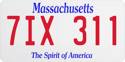 MA license plate 7IX311