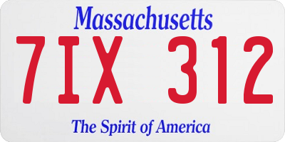 MA license plate 7IX312