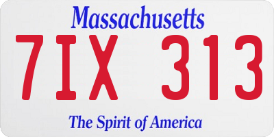 MA license plate 7IX313