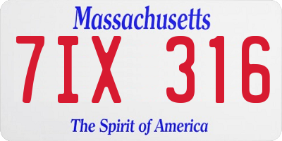 MA license plate 7IX316