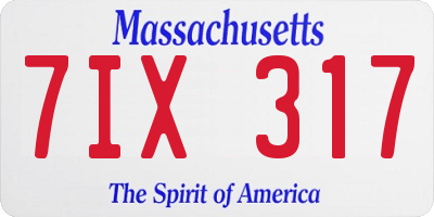 MA license plate 7IX317
