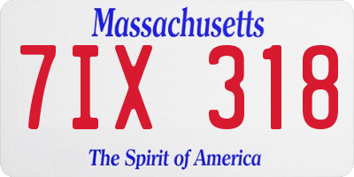 MA license plate 7IX318