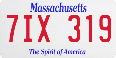 MA license plate 7IX319