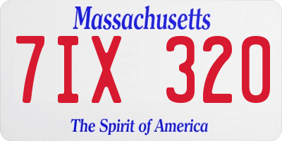 MA license plate 7IX320