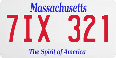 MA license plate 7IX321