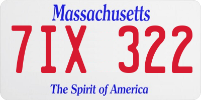 MA license plate 7IX322