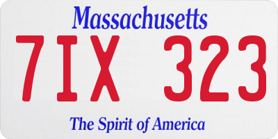 MA license plate 7IX323