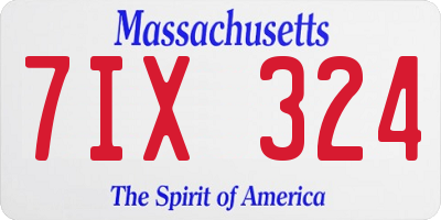 MA license plate 7IX324