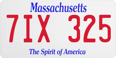 MA license plate 7IX325
