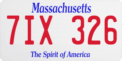 MA license plate 7IX326