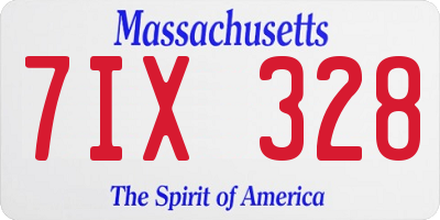 MA license plate 7IX328
